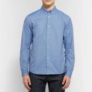 A.P.C Men’s Oxford Button Down Shirt Bright Blue Long Sleeve Large Preppy Chic